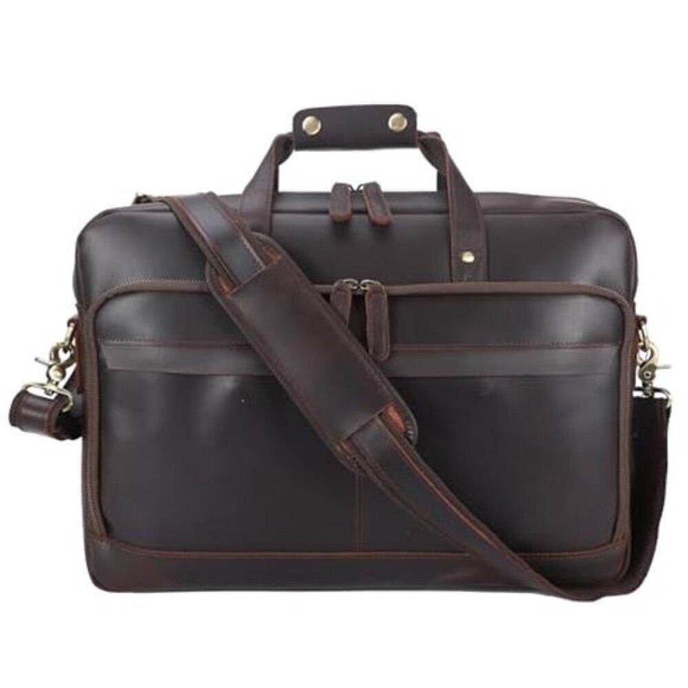 Leather Laptop Briefcase 18" Messenger Bag for Men